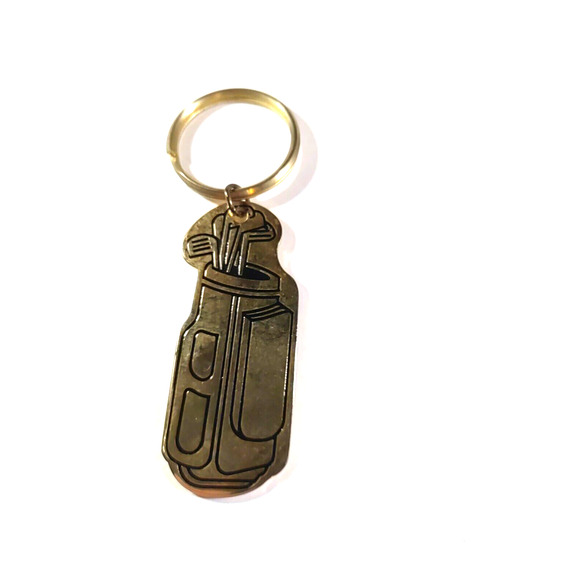 Brass Golf Bag Keychain Golf Cart - Picture 3 of 4